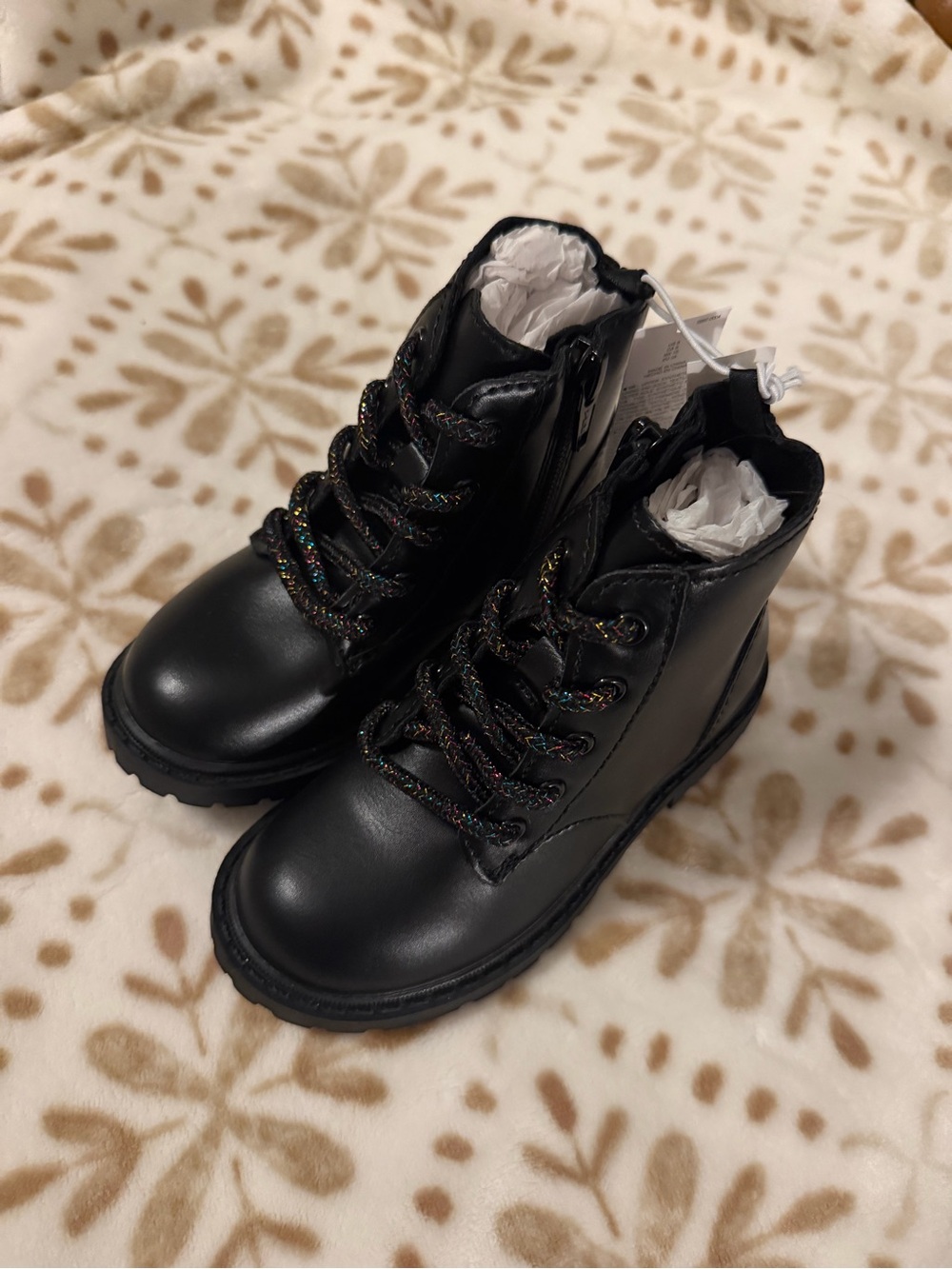 Toddler Girl Black Lace-Up Ankle Boots